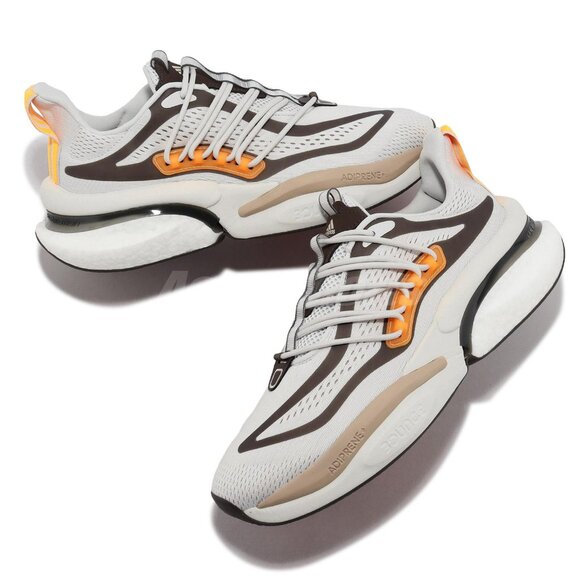 Adidas Alphaboost V1 (Grey/Wonder Beige/Flash Orange). New. Mens Size: 7 - 12. - Picture 4 of 7